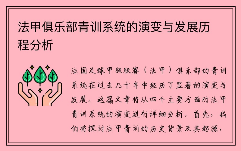 法甲俱乐部青训系统的演变与发展历程分析