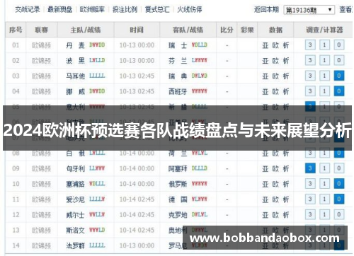2024欧洲杯预选赛各队战绩盘点与未来展望分析